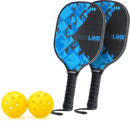 Set de Pickleball Baseline - Filet, 2 pagaies et 2 balles inclus - Battes en bois - Filet de 2,4 mètres