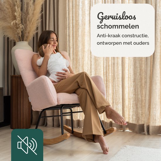 SITTT Fauteuil à bascule - Fauteuil de relaxation pour la chambre de bébé - Fauteuil - Chaise d'allaitement - Rose clair