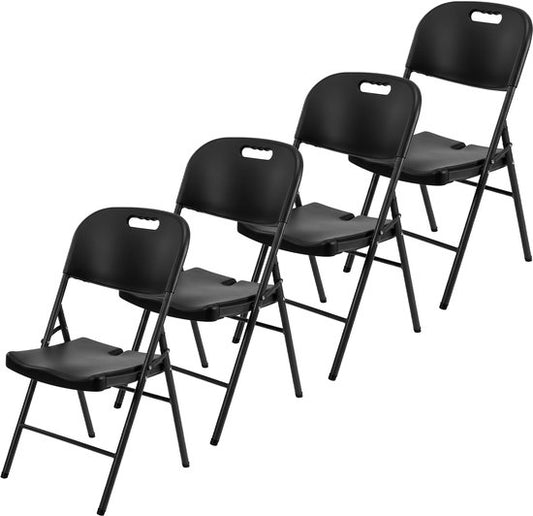 Chaises pliantes Brixy - Lot de 4 - Chaises pliantes - Robustes - Résistantes aux intempéries - Chaises pliantes - 47 x 54 x 87 CM - Noir