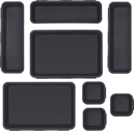Springos Organisateur de tiroirs | Plateaux de rangement | Séparateur de tiroirs | pour la cuisine et le bureau | Salle de bain | Plateaux de tiroirs | Organisateur de maquillage | 8 pièces | Anthracite