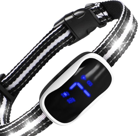 Collier anti-aboiement Pro avec LED - Collier d'éducation sans choc - Dispositif anti-aboiement pour petits et grands chiens - Étanche, rechargeable et lumineux - Vibration et audio