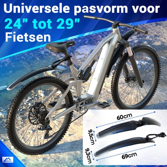 Nextcover Mudguard Set Mountain Bike Front and Rear - MTB Mudguards Tool Removable - Suit pour les vélos 24-29 pouces - Front Wheel & Rear Wheel - Front Fender & Rear Fender