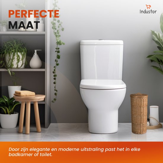Industor® Porte-rouleau de toilette Standing en osier tressé à la main - Porte-rouleau de toilette pour 3 rouleaux avec couvercle - Porte-rouleau de toilette, Accessoires de salle de bain et Décoration