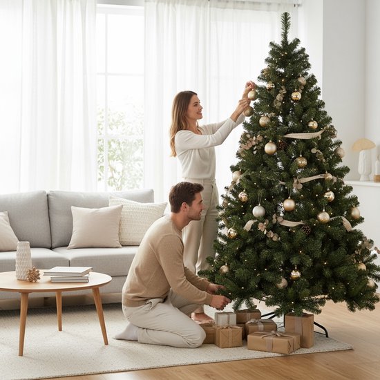 PristinePine Artificial Christmas Tree 180 cm - Arbre complet avec 980 branches, support en métal, sac de rangement et gants - Vert