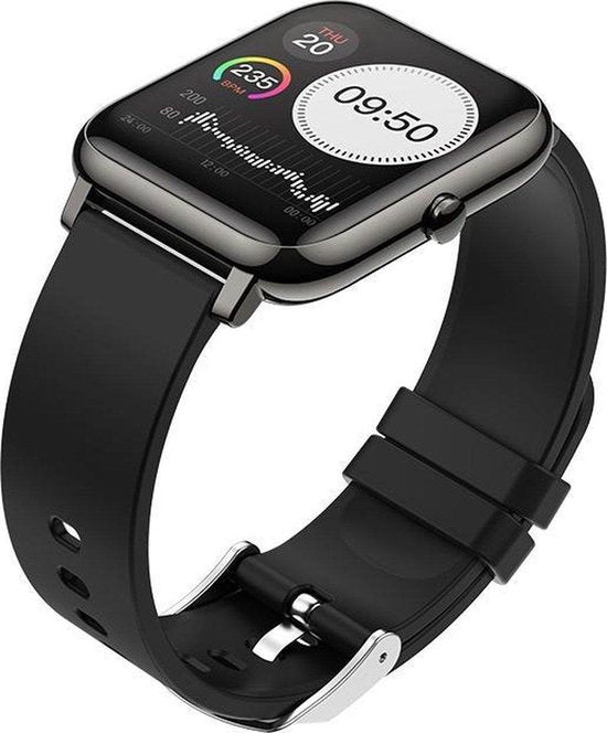 MAOO AMPLIFY Smartwatch - Protection d'écran incluse - Fréquence cardiaque, pression artérielle, saturation sanguine, sommeil, distance - Podomètre - Smartwatch homme - Smartwatch femme - Montre - Cadeau de Noël - Noir