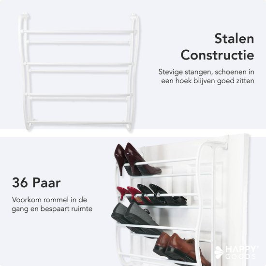 Happy Goods - Support à chaussures XXL - 40 paires de chaussures - Support de rangement - Porte émoussée et opaque - Armoire à chaussures - Support à chaussures suspendu - Métal - Rangement suspendu - Système de rangement de chaussures - Armoire à chaussu