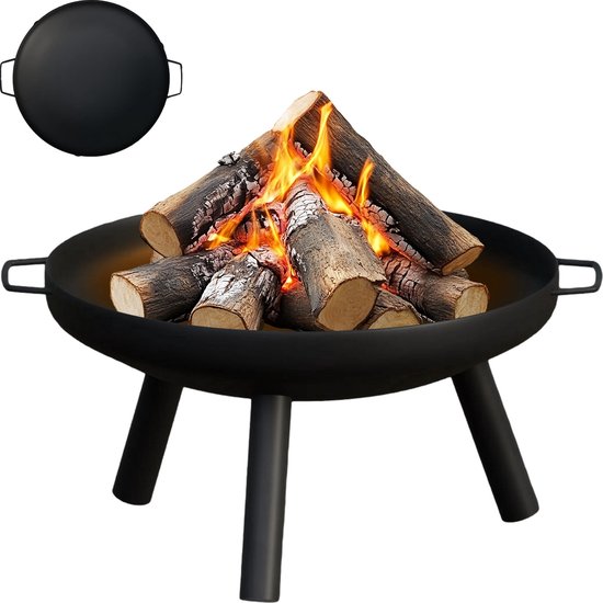 Flowsense Bol à feu - Brasero d'extérieur - Cheminée de jardin - Cheminée d'ambiance - Pour jardin et terrasse - Acier - Ø 58 cm