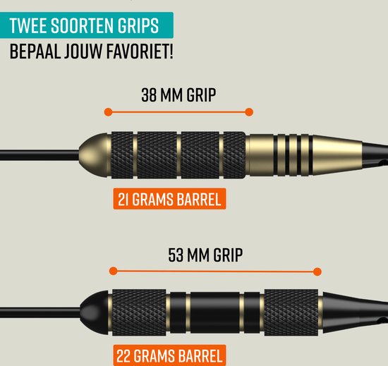 Fléchettes - 6 fléchettes (64 pièces) - Fléchettes de 23, 24, 25, 26 grammes - 2 jeux de fléchettes en laiton de qualité supérieure - pointe en acier - avec fléchettes et étui