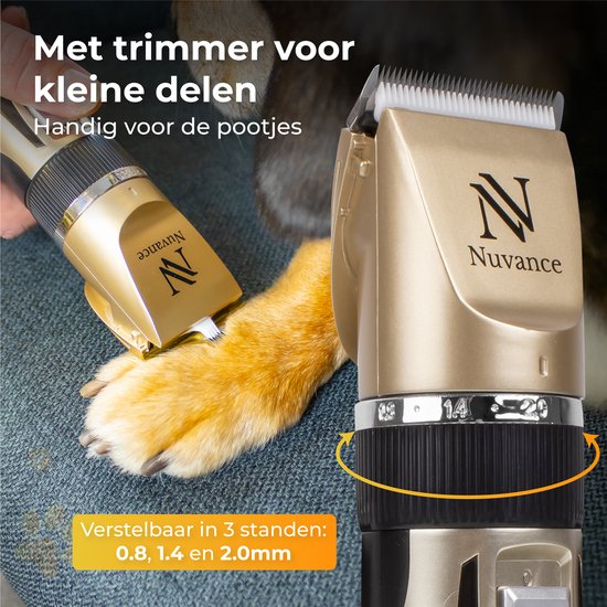 Nuvance - Tondeuse pour chien - set - silencieux - sans fil - pour chien et chat - Tondeuse professionnelle pour chien