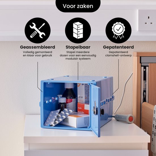 Lockabox One™ Boîte de rangement avec serrure à chiffres - Armoire à pharmacie verrouillable - Coffre-fort en polycarbonate - Résistant au réfrigérateur et au congélateur - 10,5 litres - 31 x 21 x 17 cm.