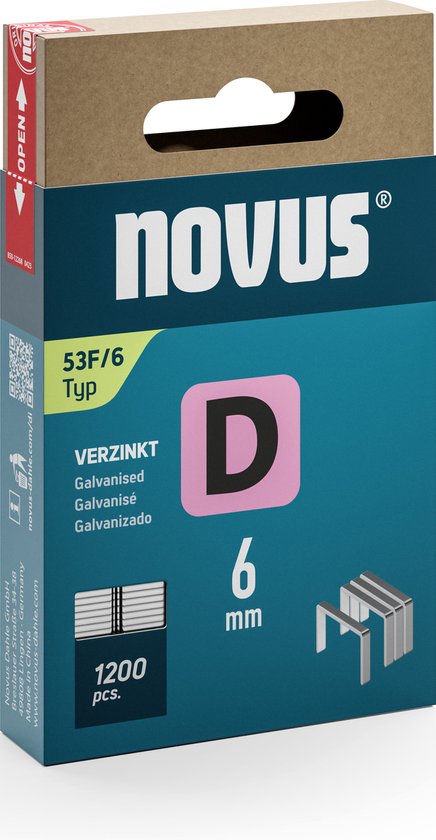 Novus Tools 042-0788 Agrafes avec fil plat Type 53F 1200 pièce(s) Dim. (l x l) 6 mm x 11.3 mm