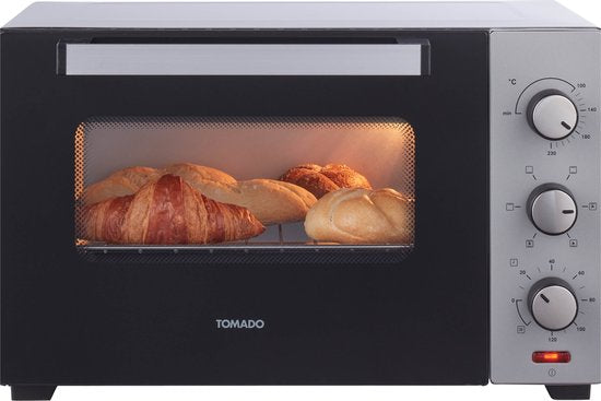Tomado TEO3000S - Four posable - 30 litres - 1600 watts - Air chaud - 3 niveaux d'encastrement - Argent
