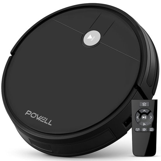 Powell Robot Aspirateur - Robot Aspirateur avec Fonction Mopping - Robot Aspirateur avec Station de Charge - Robot Aspirateur - Mopping Robot - Noir