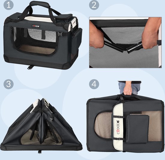 Cadoca Dogs & Cats Travel Basket L - 70x52x50cm - Anthracite