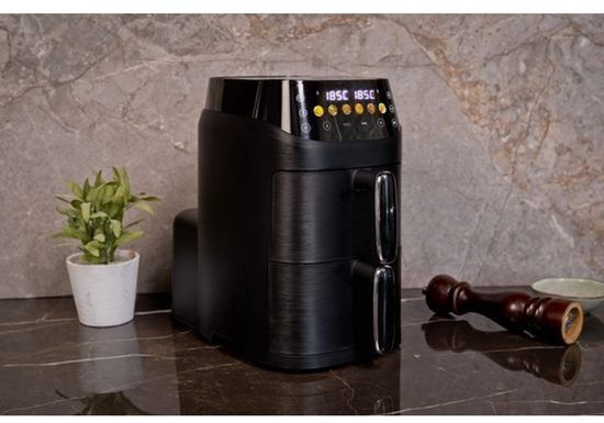Nexxt Double Stack Airfryer - 2x 2.5L - Compact et peu encombrant - 2 plats à la fois - Idéal pour les petites cuisines