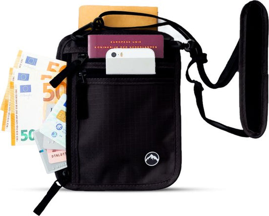 Portefeuille de voyage - Porte passeport - Porte passeport avec blocage RFID - Portefeuille de voyage - Coffre-fort de voyage - Portefeuille de voyage pour femmes et hommes - Noir