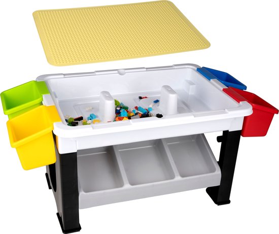 Eddy Toys 300-Piece Set of Toys - Play Table : 48 x 35 x 31 Cm - 291 Building Blocks - Storage - Plastic