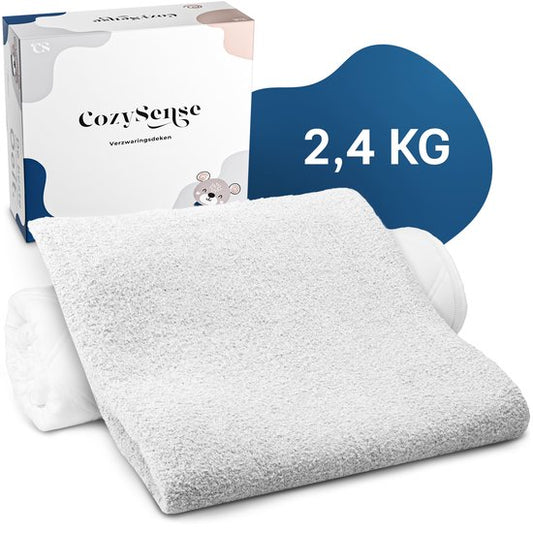 Couverture lestée CozySense® Enfant 2,4 kg - Couverture lestée - Couverture lestée avec répartition de la pression GLASS-Flow® - Housse lavable - Hypoallergénique - Blanc