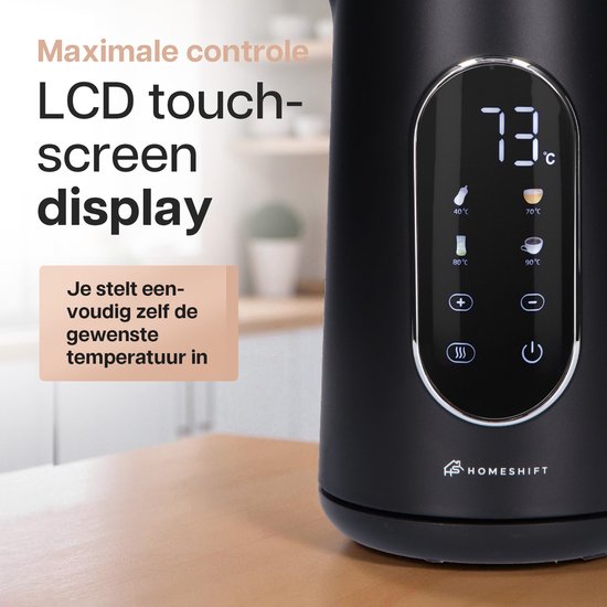 Bouilloire HomeShift® avec contrôle de la température - Fonction maintien au chaud - Double paroi - Électrique - 1,7 litre - 2200W - Noir