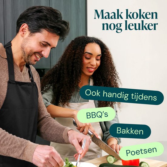 Tablier de cuisine Castagnola - Résistant à l'eau et à la saleté - Tablier de cuisine professionnel - Tablier pour femmes et hommes - Tablier de traiteur - Unisexe - Boucle réglable - Compartiments extra-larges - Noir