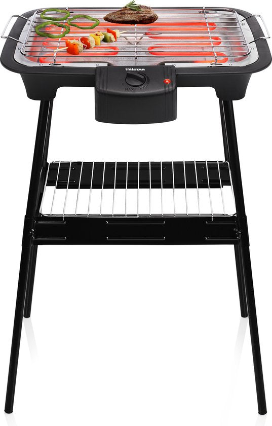 Tristar BQ-2883 Barbecue électrique avec support - Gril de table et support - 2000W - Noir - Parfait pour le balcon ou le camping
