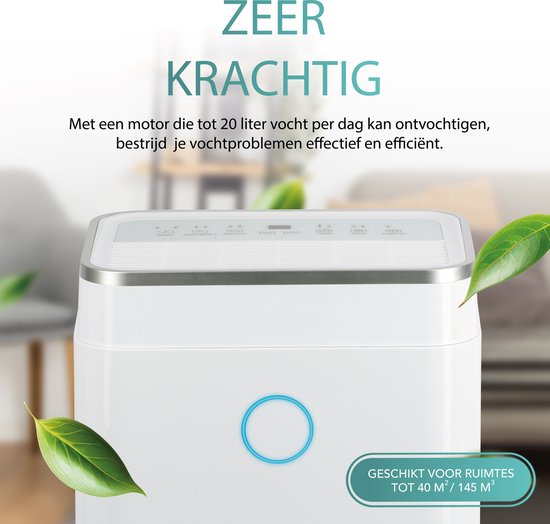 Déshumidificateur 20L - Aironex - 20 litres par jour - Prévient les moisissures - Silencieux - Blanc