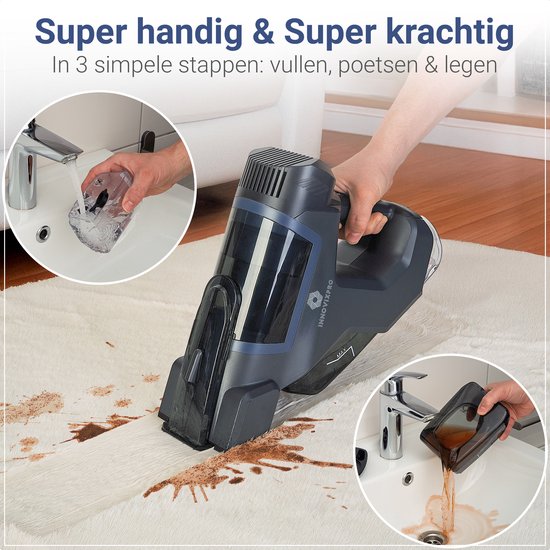 Innovixpro® Carpet Cleaner - Stain Cleaner - Powerful - Sofa Cleaner - Cleaning Machine - Spray Function - 2 Attachments - 45 Minutes Battery Life - Cordless Stain Remover ! - Noir