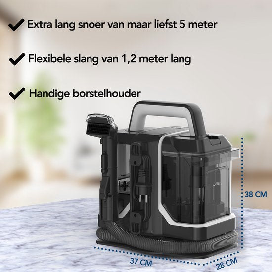 Brixy Professional Carpet Cleaner - Stain Cleaner - 2 Brushes - Powerful And Portable - Sofa Cleaner - Furniture Cleaner - Seat Cleaner - Black