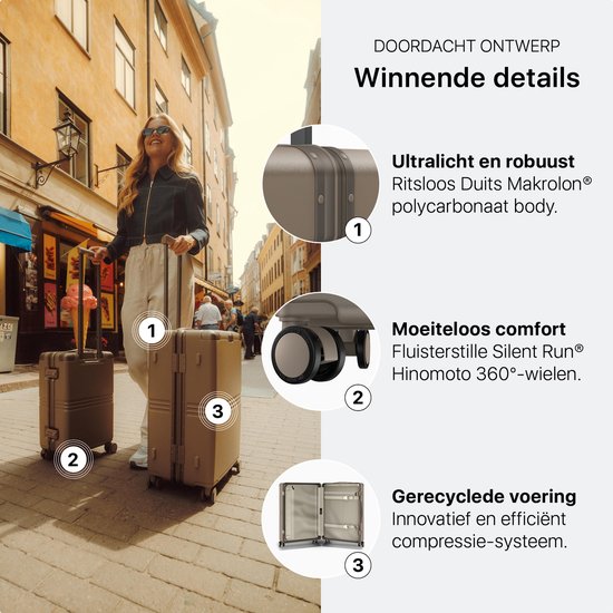 ONYX Hybrid Pro Check-in Suitcase Large 100 Litres - Polycarbonate recyclé et design sans fermeture éclair - Valise de voyage avec serrure TSA et roues pivotantes - Trolley léger avec compartiment pour ordinateur portable - Desert Clay