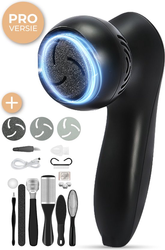 Nuvance - Extracteur de callosités électrique - 3 disques de callosités inclus - Extracteur de callosités électrique - Set d'extraction de callosités professionnel, Set de pédicure 10 pièces - Lime à pieds - Rechargeable par usb
