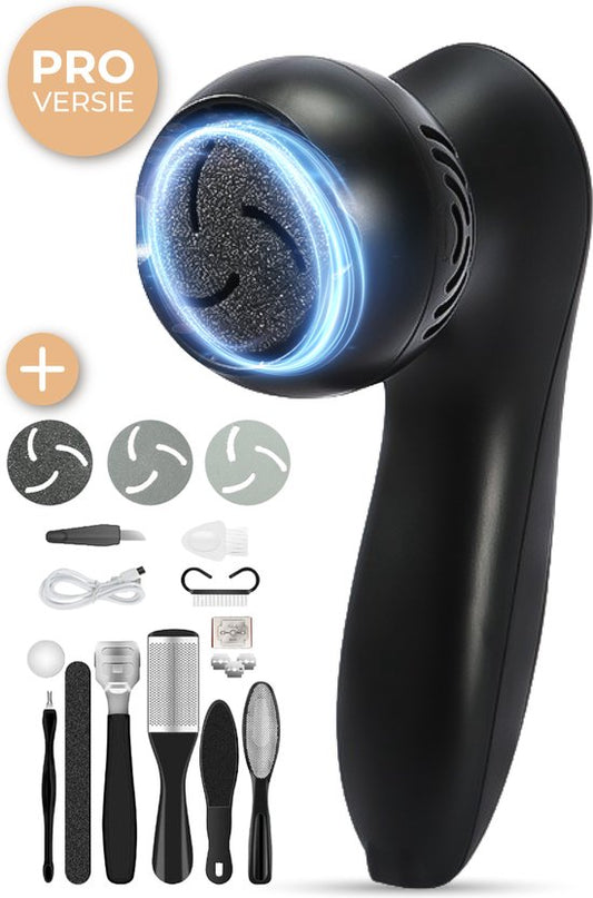 Nuvance - Extracteur de callosités électrique - 3 disques de callosités inclus - Extracteur de callosités électrique - Set d'extraction de callosités professionnel, Set de pédicure 10 pièces - Lime à pieds - Rechargeable par usb