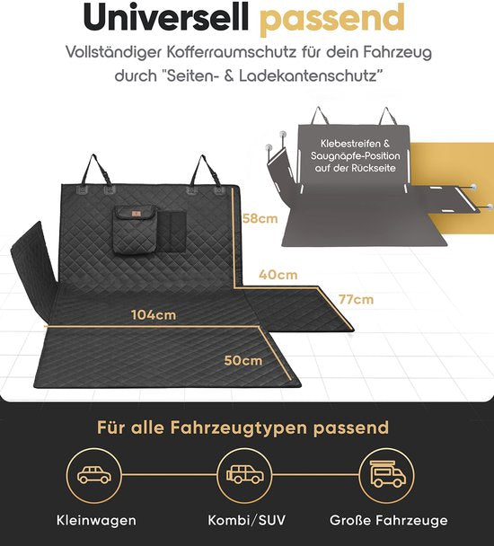 Tapis de protection de coffre de voiture pour chien avec protection latérale et protection de coffre, couverture pour chien, coffre de voiture, imperméable et résistant aux rayures, tapis de protection de coffre universel pour chiens