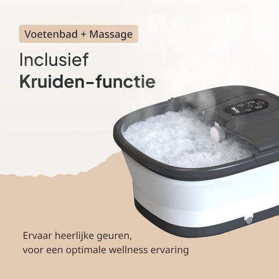 Bain de pieds Brixy - Rouleaux de massage manuels - Chauffe jusqu'à 45°C - Appareil de massage des pieds - Bain de pieds avec massage - Noir