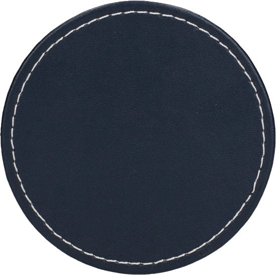 Sous-verres Creative Tops 10 cm en cuir synthétique gris/bleu 4 pièces