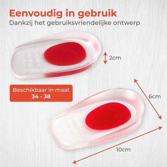 Nuvance - Heel Spur Orthotics - Heel Protectors - Insoles - Heel Spur - 2 Pieces for Size 34-38 - Red