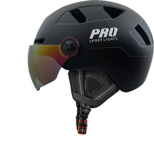 Pro Sport Lights - Speed Pedelec Helmet NTA-8776 - Taille Medium (49-55 cm) & Avec Visière - Equipé d'oreillettes et ajustable - Pour E-bike et Moped Scooter - Plastique noir