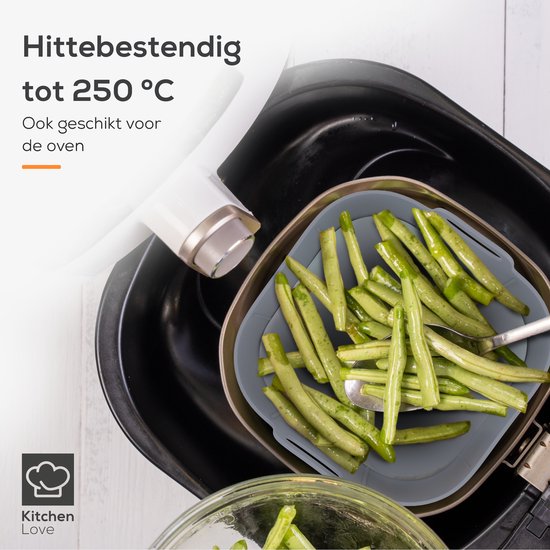 KitchenLove Plateaux pour friteuse en silicone XL - 2 pièces - carrés - alternative au papier sulfurisé - accessoires - sans BPA - 20CM