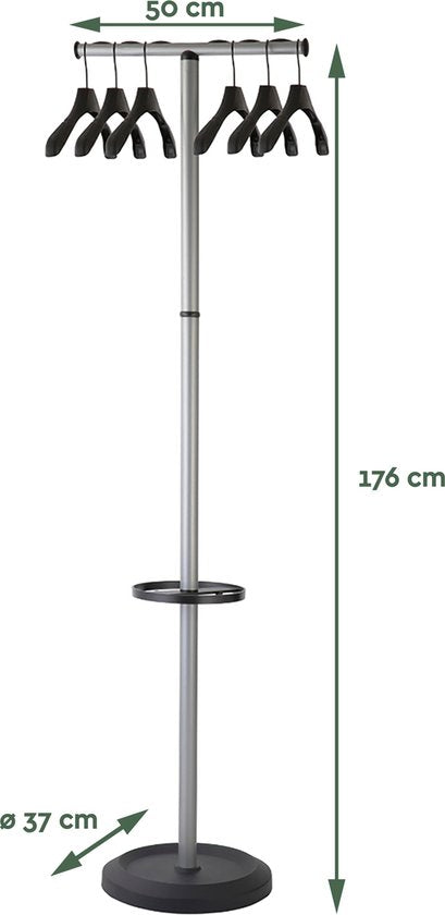 BRASQ Porte-manteau Stockholm CS500 - Porte-manteau sur pied avec 6 cintres + porte-parapluie - Noir