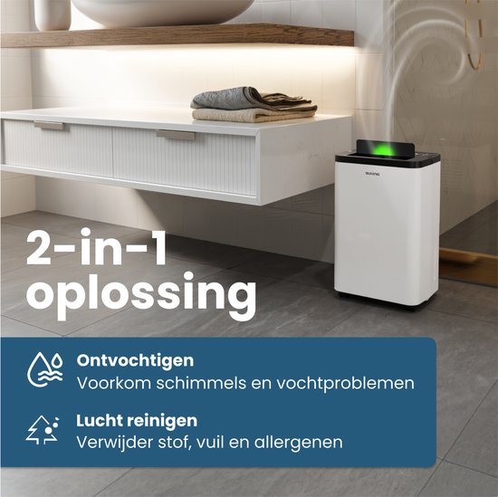Déshumidificateur Auronic - Compact Pro Plus - 12L - Chambre à coucher, salle de bain, salon et bureau - Hydratant pour l'intérieur - Blanc