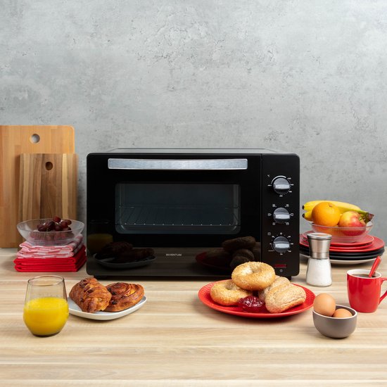 Inventum OV457B - Four à convection encastrable - Plateau tournant - 45 litres - 2000 watts - 6 programmes - Noir