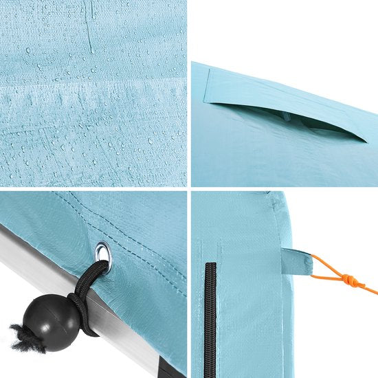 SoBuy KLS11-BL Abri de jardin, abri de jardin extérieur, imperméable, abri moteur avec crochets, garage pour vélo et outils, abri vélo, rangement et stockage, bleu clair, 120 x 176 x 163 cm