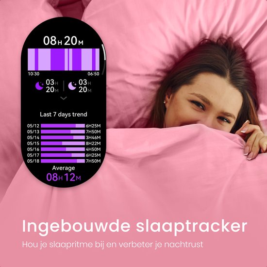 Maoo Ventura AMOLED Smartwatch Ladies - Acier inoxydable et bracelet en silicone 3x - Podomètre - Moniteur de fréquence cardiaque - Moniteur de sommeil - Multisport - Convient à Android et iOS - Noir