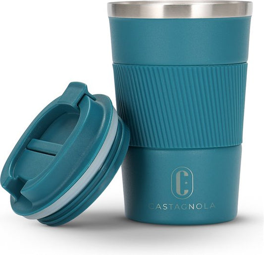 Tasse thermos Castagnola - Tasse à café à emporter - Tasse de voyage pour café et thé - Tasse à thé - 380 ML - acier inoxydable - Bleu