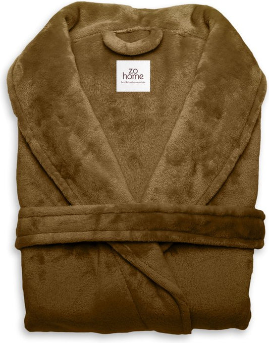 Zohome Peignoir Cara - Peignoir pour femmes et hommes - L - Manteau du matin - Convient pour le sauna - Marron