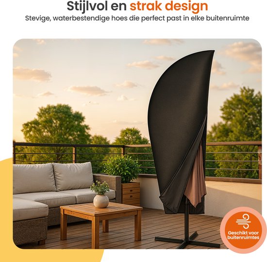 Goliving Housse pour parasol flottant - 420D Oxford - Jusqu'à 400cm - Imperméable - Avec manche télescopique et fermeture éclair - Noir