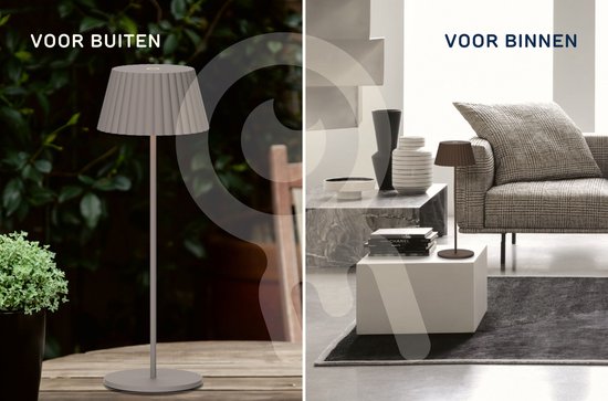 Mmoods Lampe de table LED sans fil - Beige - Rechargeable avec USB-C - Contrôle tactile - Lumière blanche chaude - Convient pour l'intérieur et l'extérieur - IP44 Waterproof