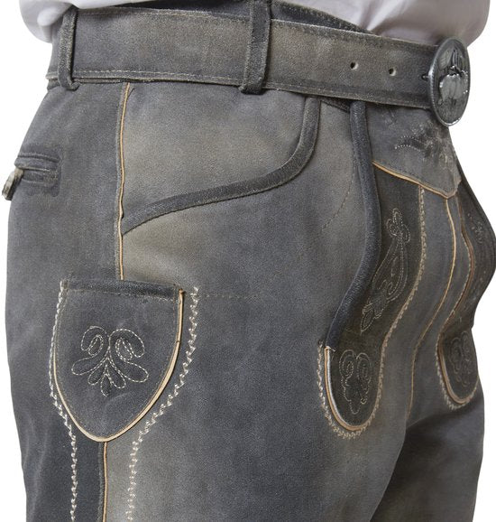 dressforfun - Authentique Lederhosen courte Joshua - Avec ceinture et bretelles - Cuir véritable - Couleur sable - 50 - Oktoberfest Dress Man - Costume d'homme - Dress Up - Costume allemand - Robe de carnaval - Gilet de costume - Pantalon traditionnel en