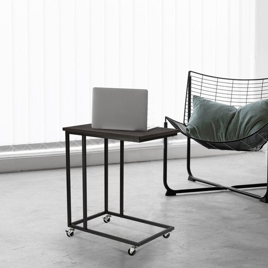 ERRO Table d'appoint sur roulettes - 50x35x60cm - pieds inclus pour utilisation sans roulettes - Noir