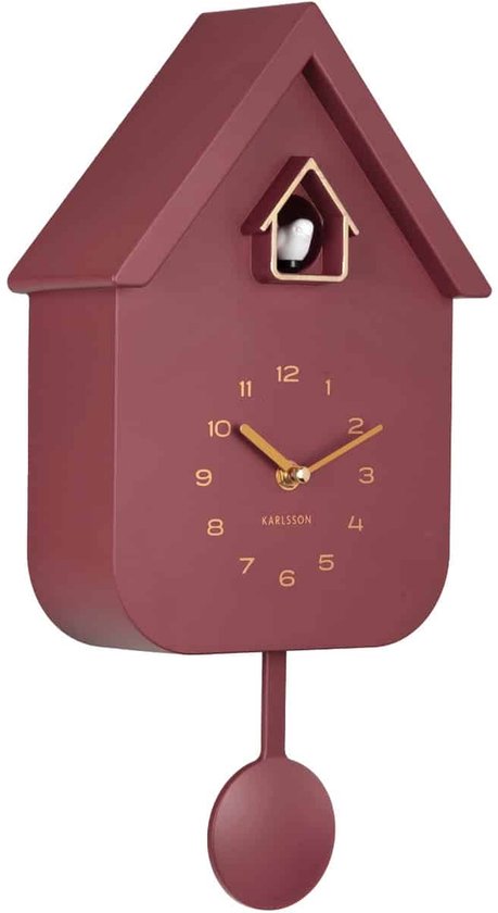 Horloge murale Karlsson Solo Colour Cuckoo - Bordeaux - 6x21,5x41cm - Horloge murale moderne