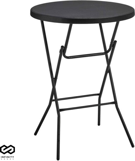 Infinity Goods Sturdy Black Stand Table - Table de fête - Robuste et résistante aux intempéries - Pliable - 80cm x 110cm - Fête - 1 pièce - Noir
